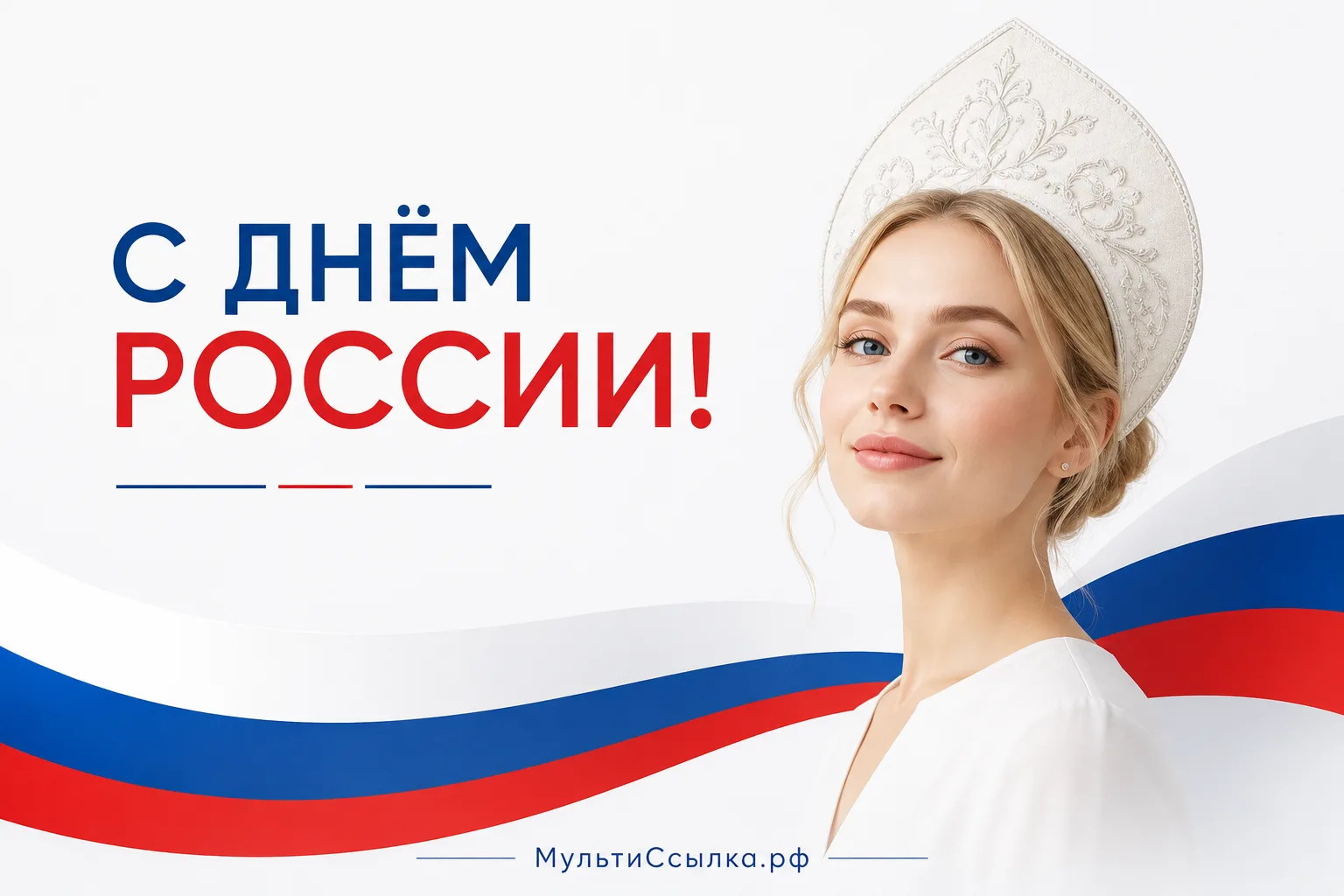 С Днём России 2026 - поздравление от МультиСсылка.рф